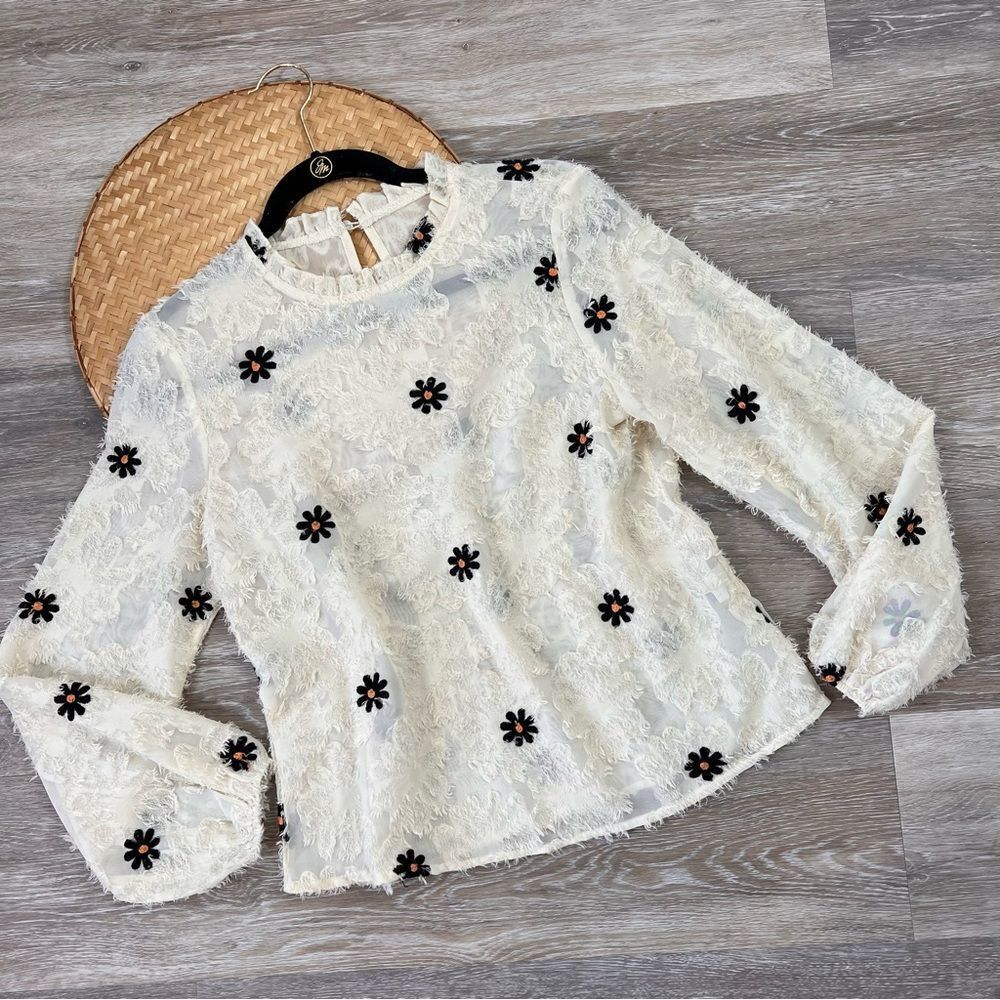 Retro floral print 70’s disco blouse